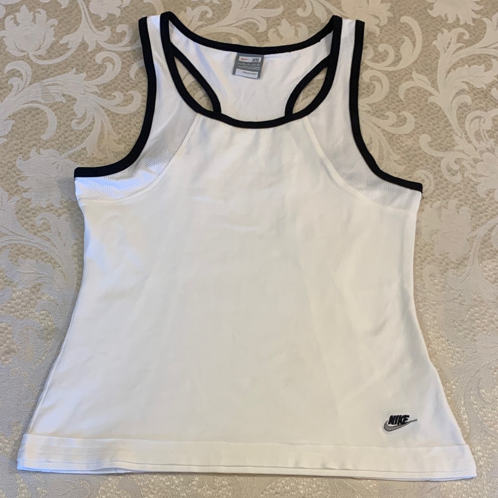 Nike White Racerback Tank with Black Accents
